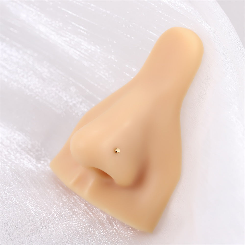 ABBN02 G-23 TITANIUM L-SHAPE NOSE STUD WITH ROUND DESIGN