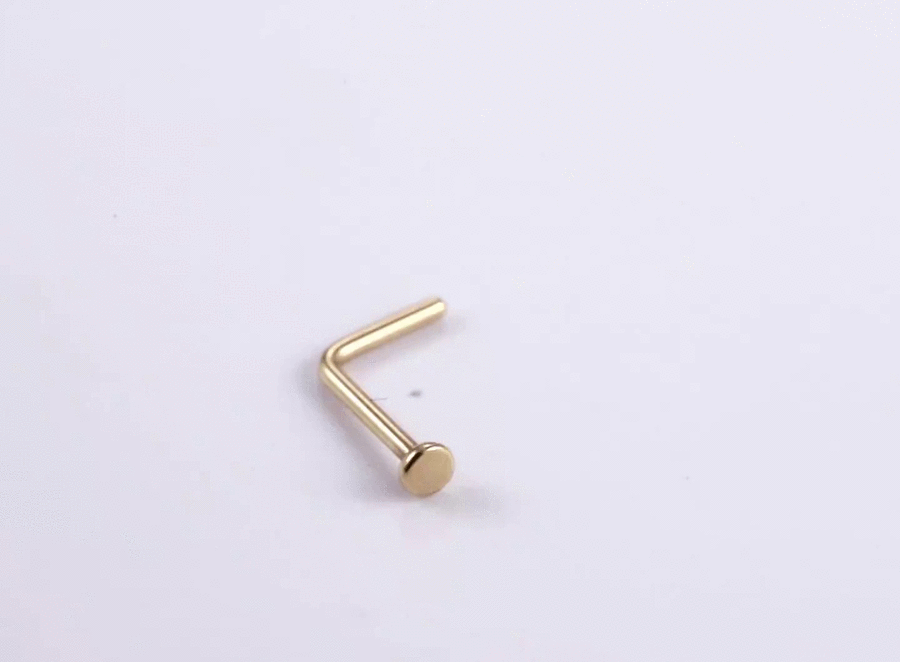 ABBN02 G-23 TITANIUM L-SHAPE NOSE STUD WITH ROUND DESIGN