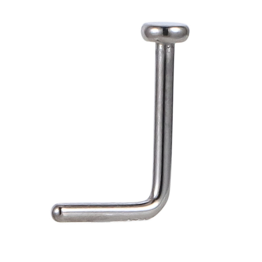 ABBN02 G-23 TITANIUM L-SHAPE NOSE STUD WITH ROUND DESIGN
