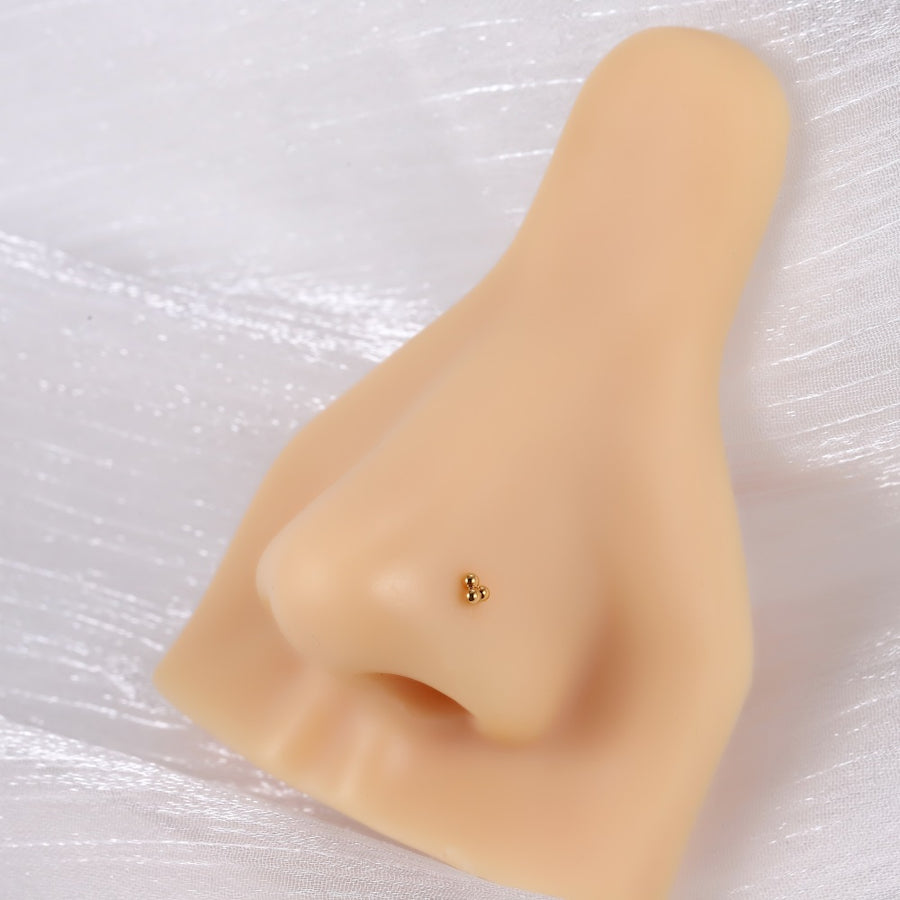 ABBN03 G-23 TITANIUM L-SHAPE NOSE STUD WITH 3 BALLS DESIGN