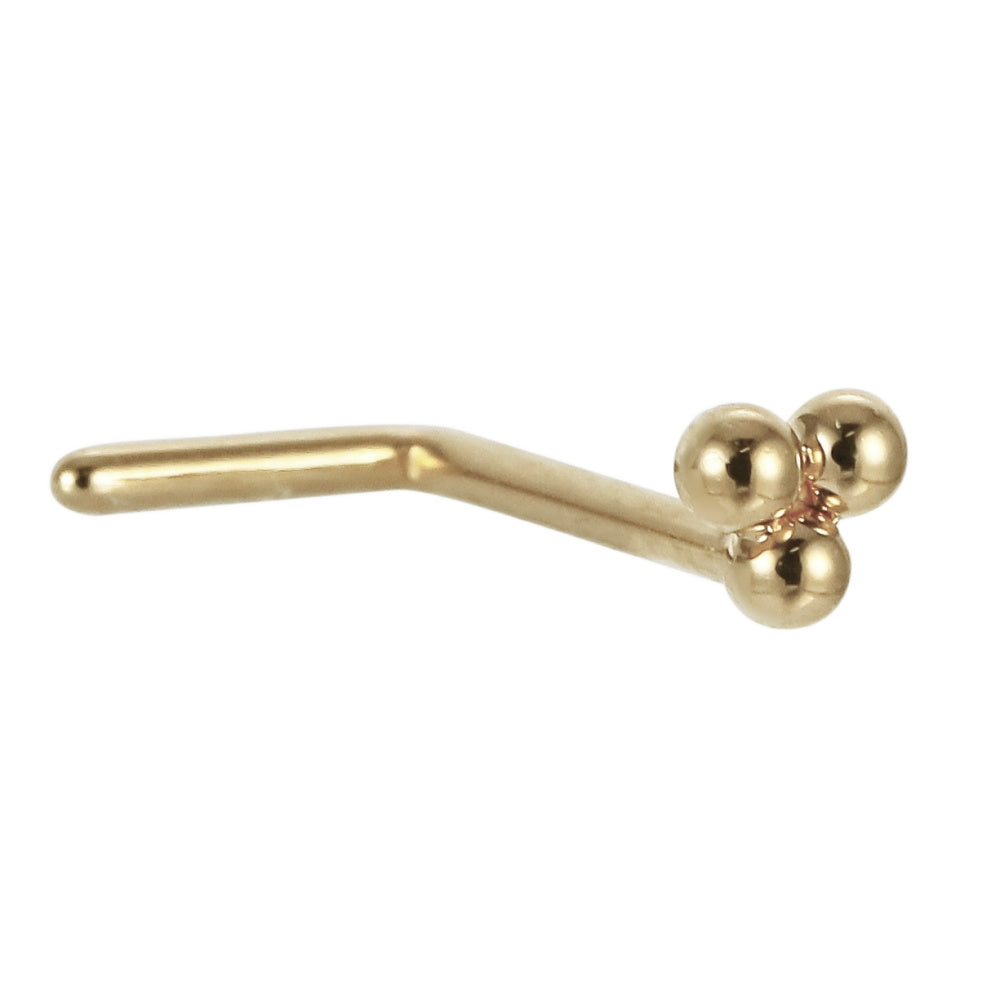 ABBN03 G-23 TITANIUM L-SHAPE NOSE STUD WITH 3 BALLS DESIGN
