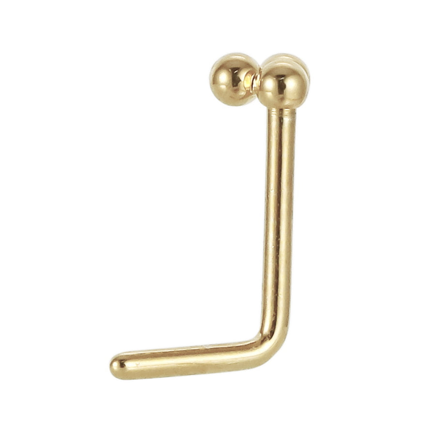 ABBN03 G-23 TITANIUM L-SHAPE NOSE STUD WITH 3 BALLS DESIGN