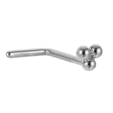 ABBN03 G-23 TITANIUM L-SHAPE NOSE STUD WITH 3 BALLS DESIGN