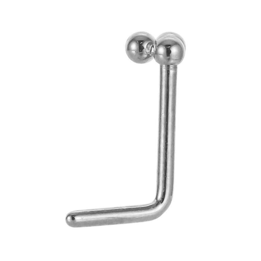 ABBN03 G-23 TITANIUM L-SHAPE NOSE STUD WITH 3 BALLS DESIGN