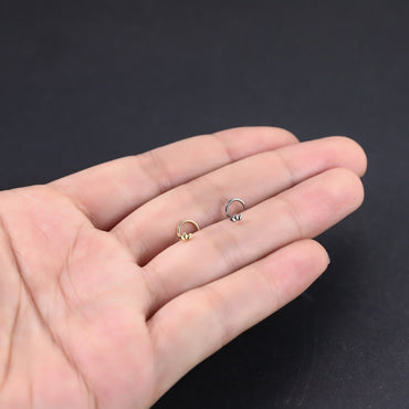 ABBN04 G-23 TITANIUM L-SHAPE NOSE STUD WITH LEAF DESIGN