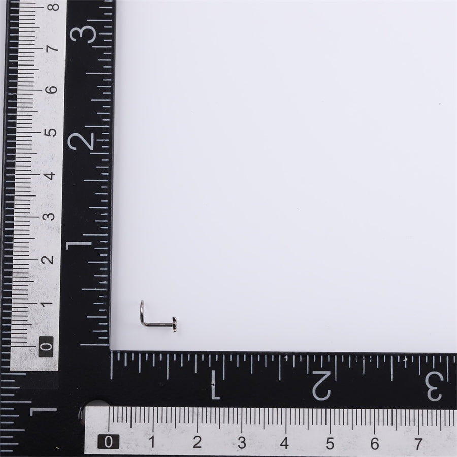ABBN04 G-23 TITANIUM L-SHAPE NOSE STUD WITH LEAF DESIGN