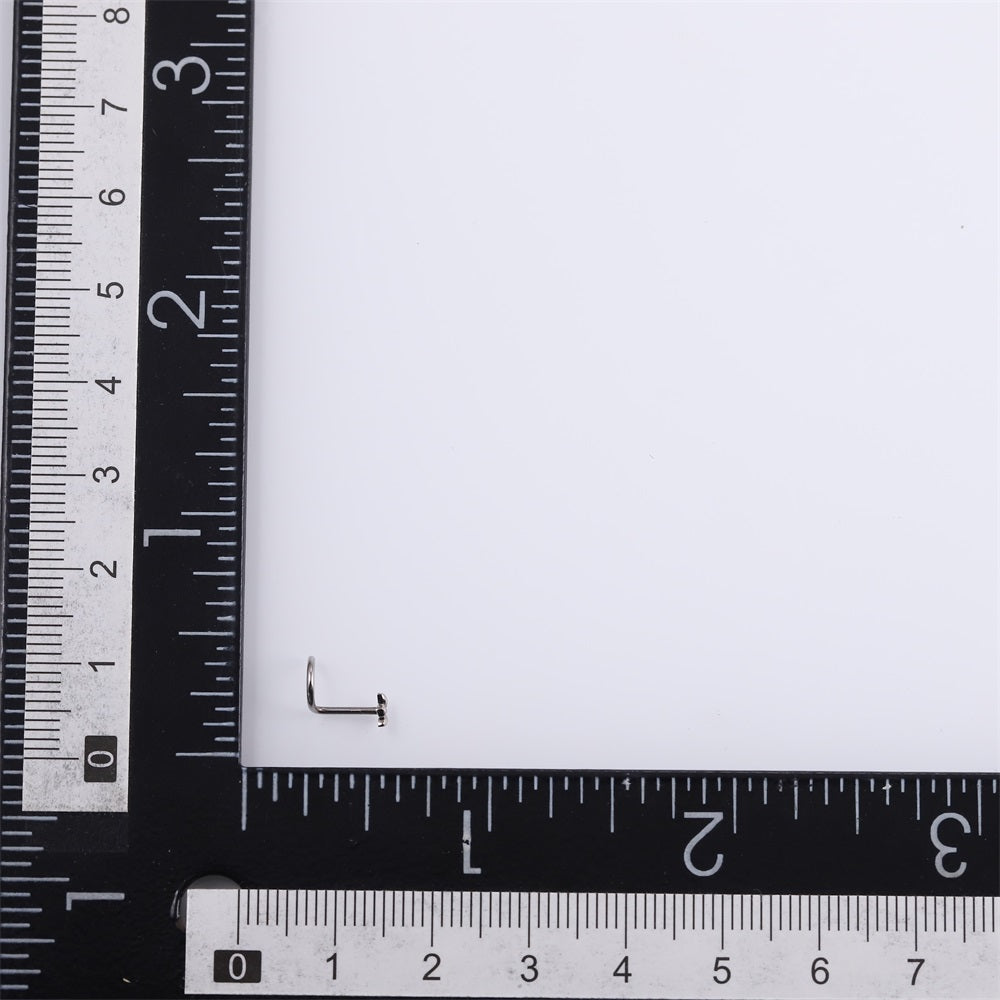 ABBN04 G-23 TITANIUM L-SHAPE NOSE STUD WITH LEAF DESIGN
