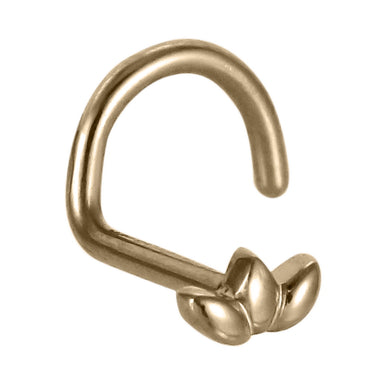 ABBN04 G-23 TITANIUM L-SHAPE NOSE STUD WITH LEAF DESIGN