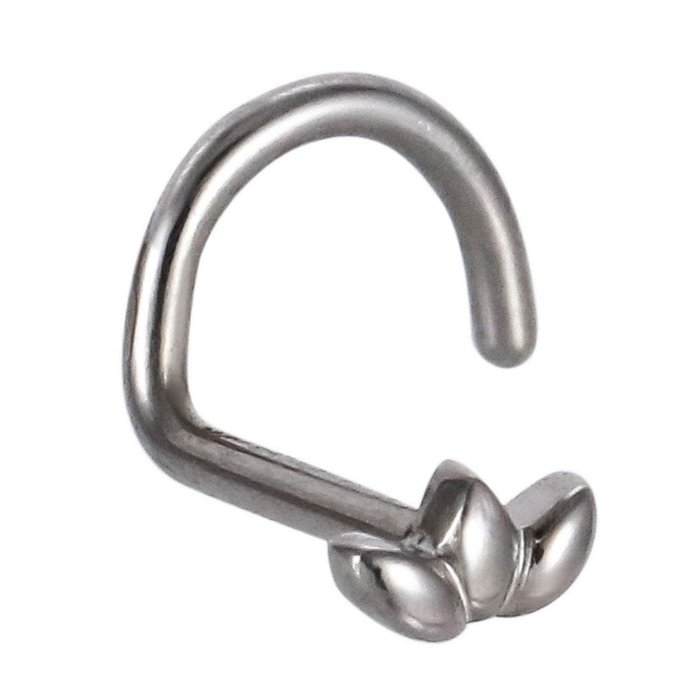 ABBN04 G-23 TITANIUM L-SHAPE NOSE STUD WITH LEAF DESIGN