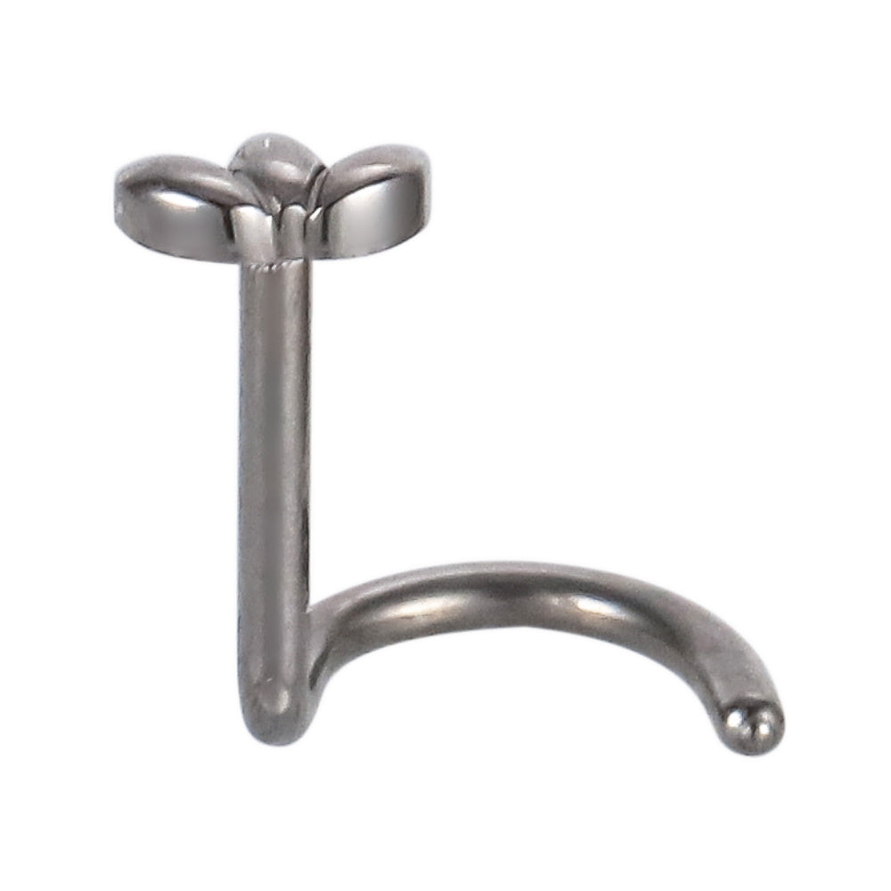 ABBN04 G-23 TITANIUM L-SHAPE NOSE STUD WITH LEAF DESIGN