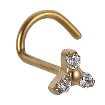 ABBNS01 G-23 TITANIUM L-SHAPE NOSE STUD WITH CZ