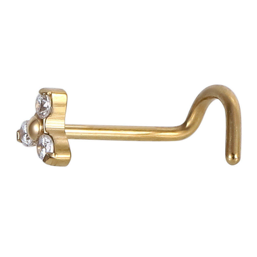 ABBNS01 G-23 TITANIUM L-SHAPE NOSE STUD WITH CZ
