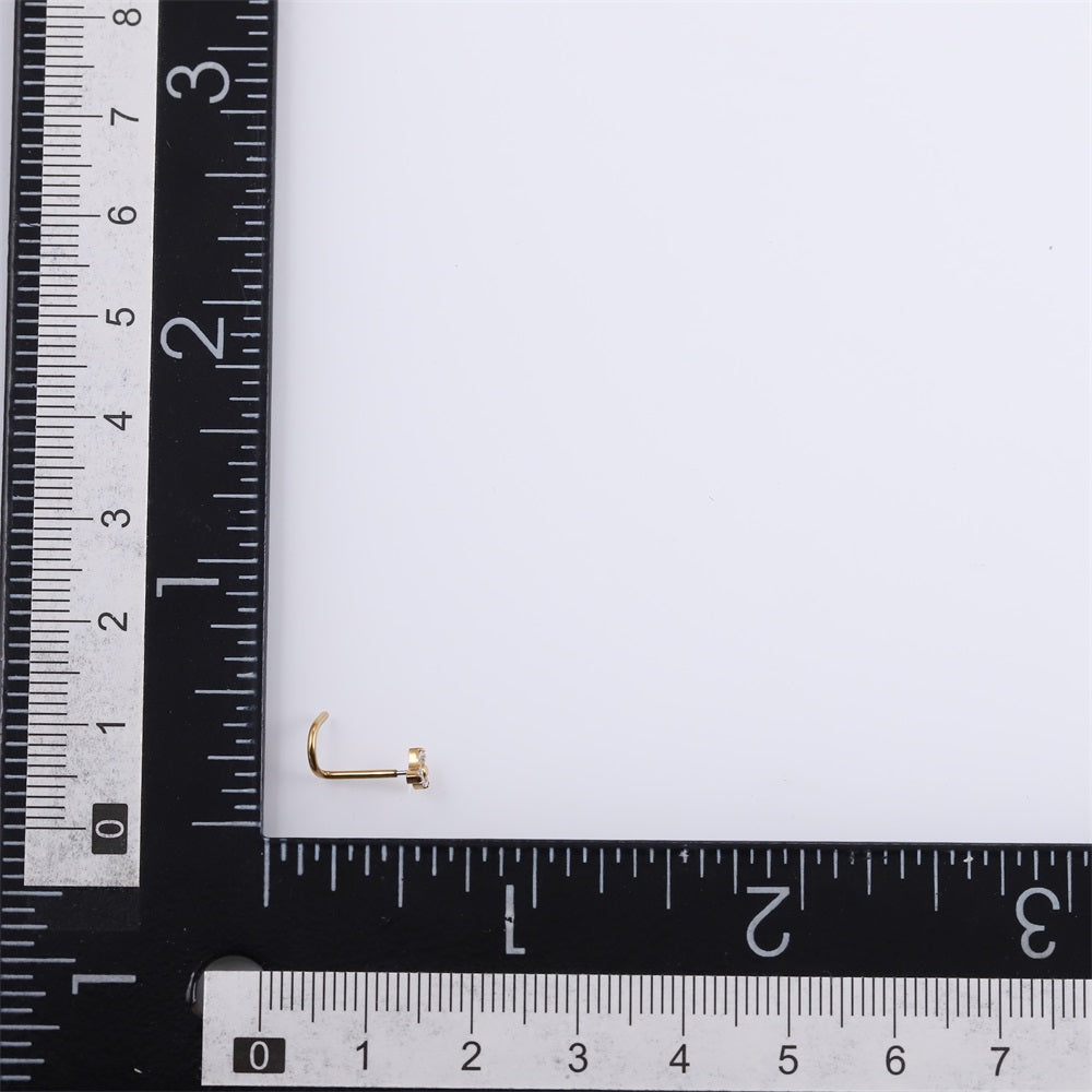 ABBNS01 G-23 TITANIUM L-SHAPE NOSE STUD WITH CZ