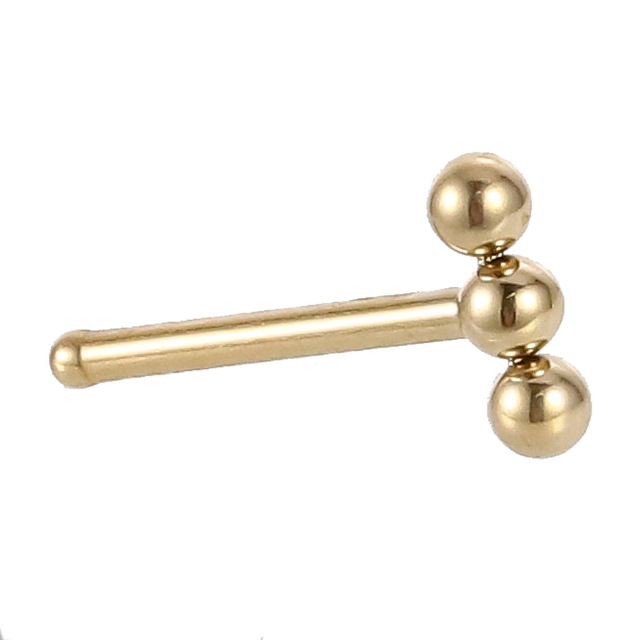 ABN03 G-23 TITANIUM NOSE STUD WITH 3 BALLS DESIGN