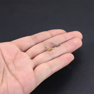 ABN03 G-23 TITANIUM NOSE STUD WITH 3 BALLS DESIGN