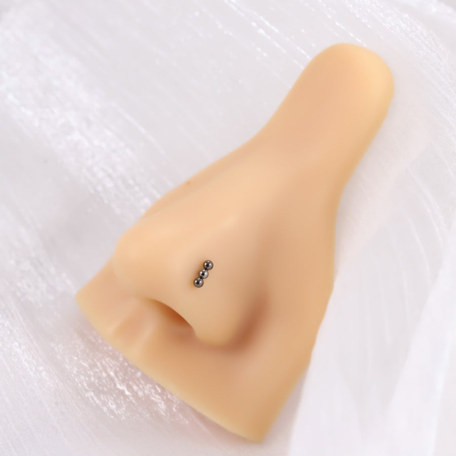 ABN03 G-23 TITANIUM NOSE STUD WITH 3 BALLS DESIGN
