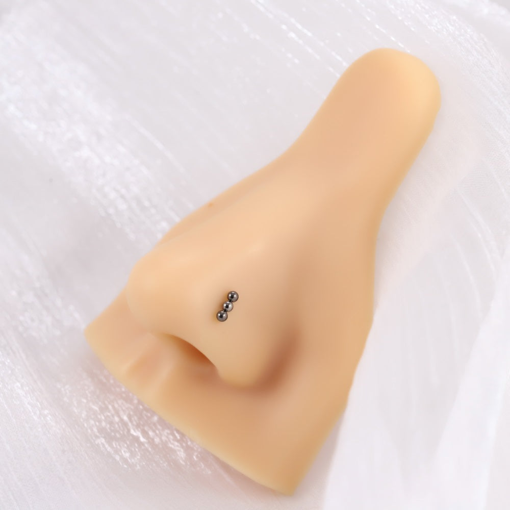 ABN03 G-23 TITANIUM NOSE STUD WITH 3 BALLS DESIGN