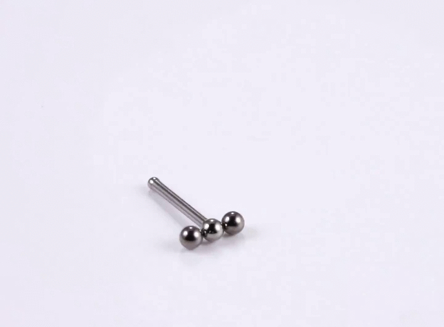 ABN03 G-23 TITANIUM NOSE STUD WITH 3 BALLS DESIGN