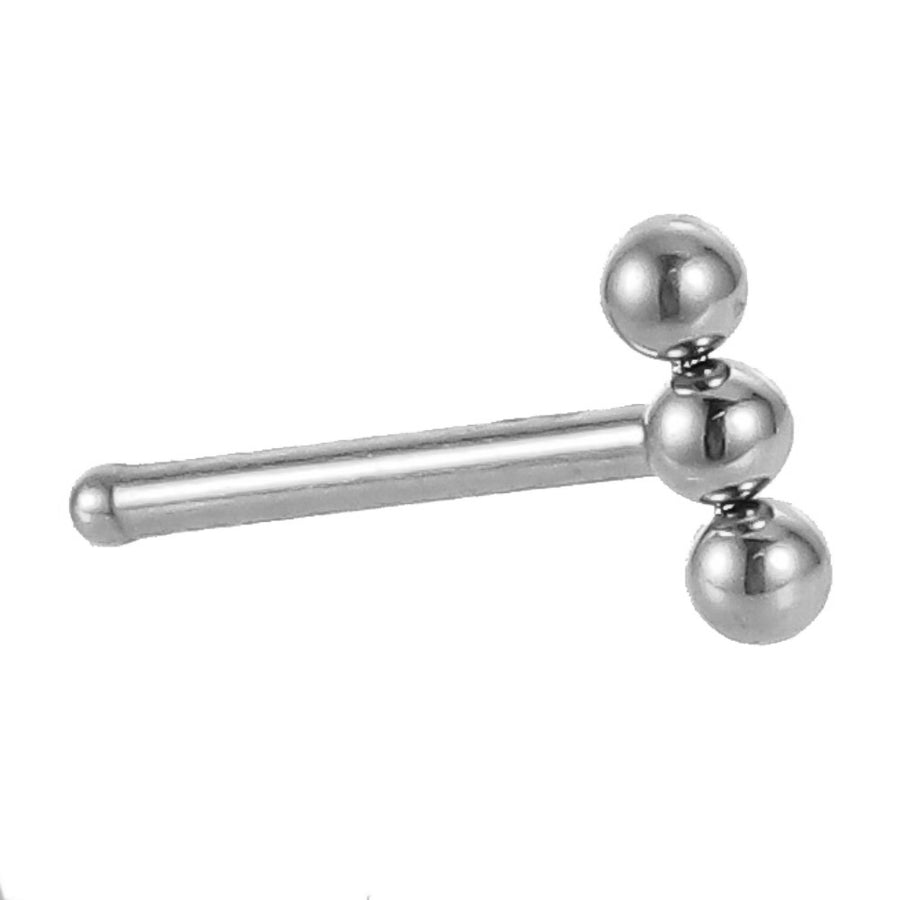 ABN03 G-23 TITANIUM NOSE STUD WITH 3 BALLS DESIGN