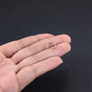 ABRN02 G-23 TITANIUM CIRCLE NOSE STUD WITH OPAL