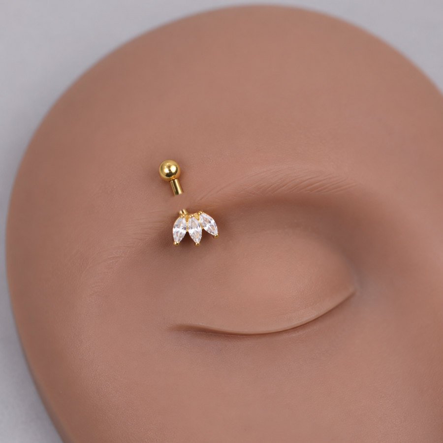 ADBBSS01 G-23 TITANIUM INTERRNAL THREAD EYEBROW WITH CZ