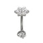 AAB Co G23 titanium internal thread belly bar with CZ flower design in silver finish
