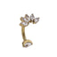 AAB Co G23 titanium internal thread belly bar with CZ leaf design in 14K gold finish
