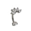 AAB Co G23 titanium internal thread belly bar with CZ leaf design in silver finish
