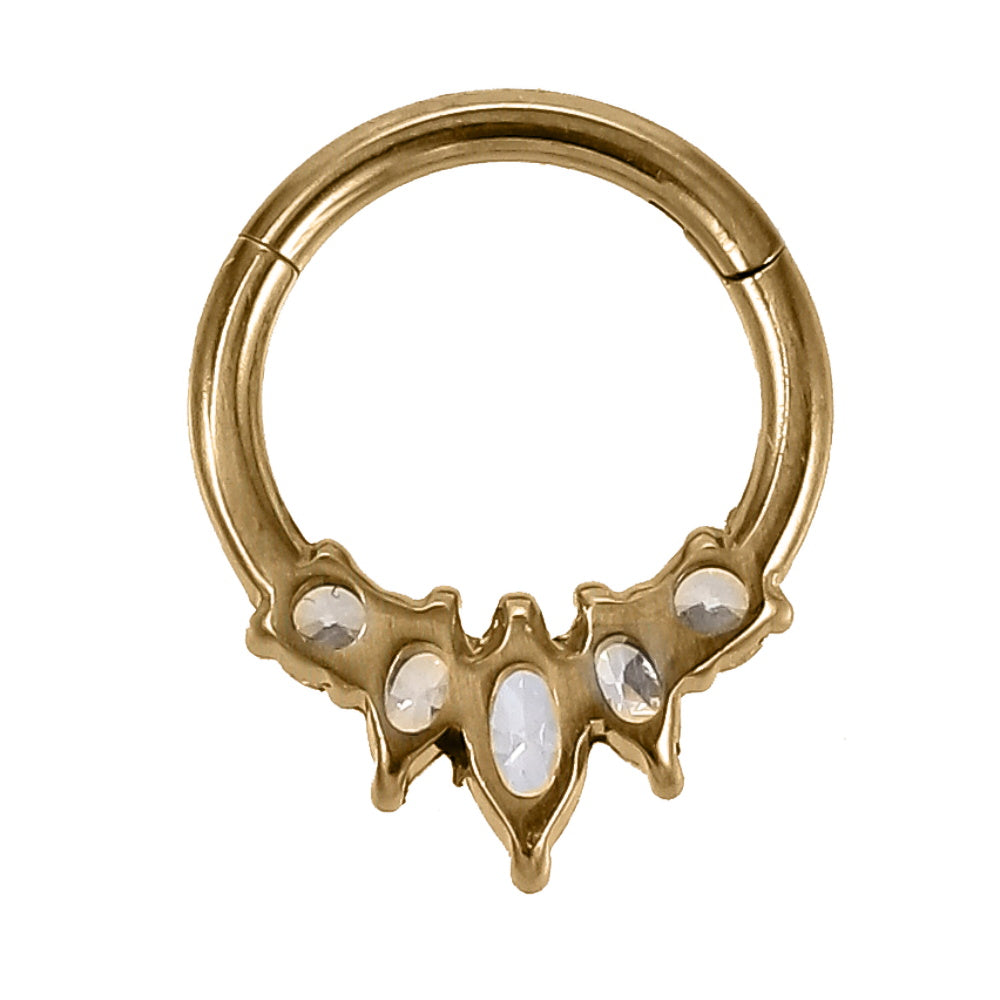 AAB Co G23 titanium hinged BCR with CZ crystal design in 14K gold finish
