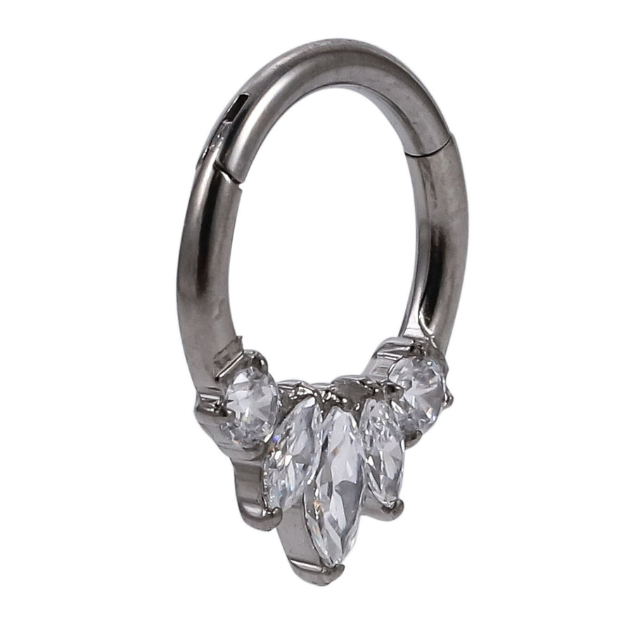 AAB Co G23 titanium hinged BCR with CZ crystal design in silver finish
