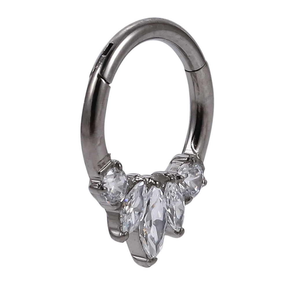 AAB Co G23 titanium hinged BCR with CZ crystal design in silver finish
