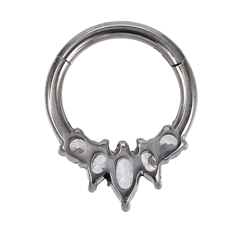 AAB Co G23 titanium hinged BCR with CZ crystal design in silver finish
