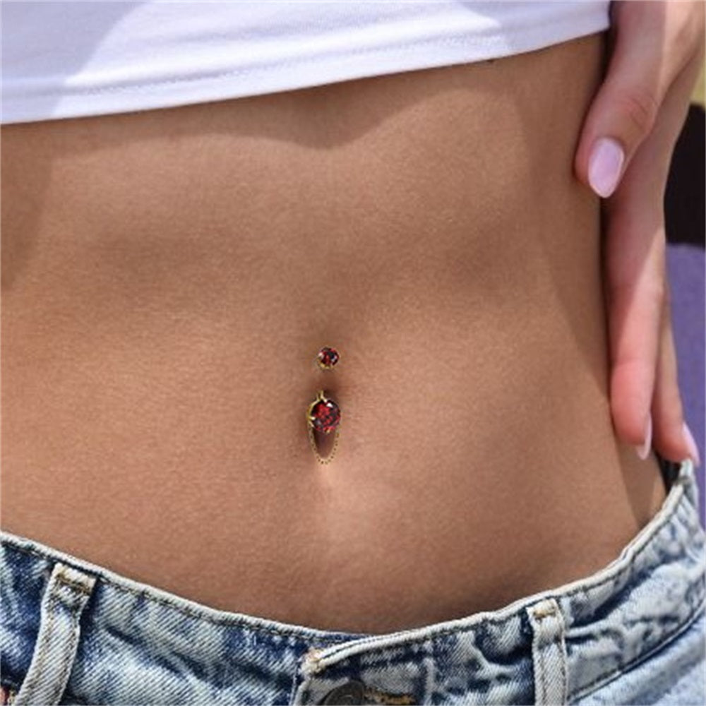 ADJBL2S08 G-23 TITANIUM INTERNAL THREAD BELLY WITH CZ AND CHAIN