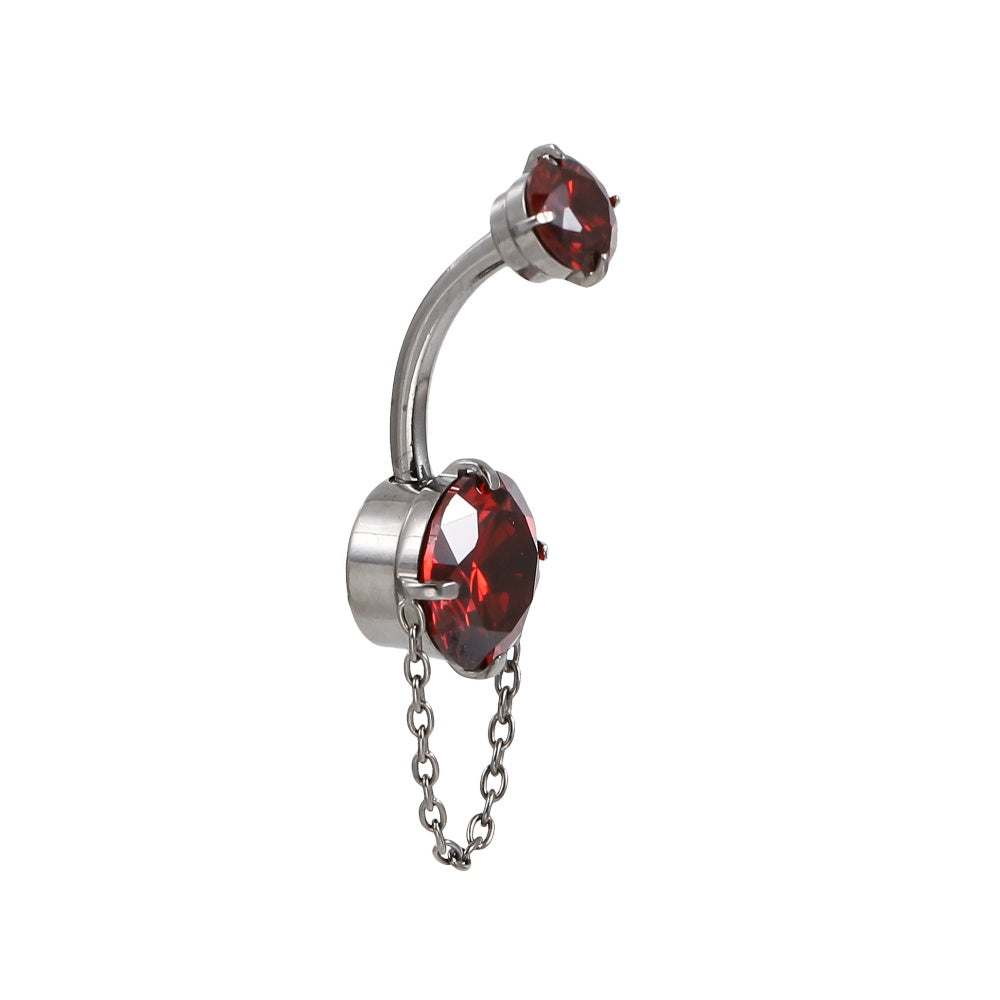 ADJBL2S08 G-23 TITANIUM INTERNAL THREAD BELLY WITH CZ AND CHAIN