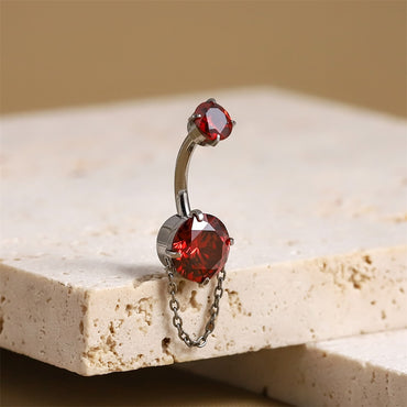 ADJBL2S08 G-23 TITANIUM INTERNAL THREAD BELLY WITH CZ AND CHAIN