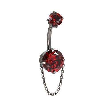 ADJBL2S08 G-23 TITANIUM INTERNAL THREAD BELLY WITH CZ AND CHAIN