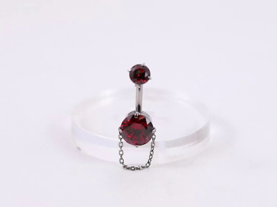 ADJBL2S08 G-23 TITANIUM INTERNAL THREAD BELLY WITH CZ AND CHAIN