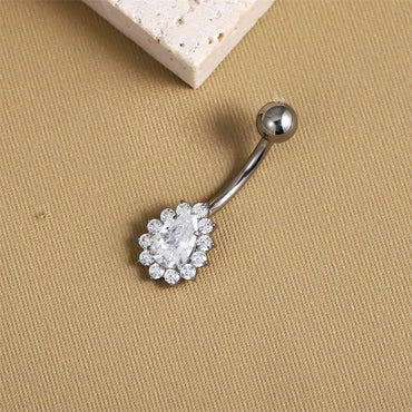 ADJBL2S09 G-23 TITANIUM INTERNAL THREAD BELLY WITH PEAR SHAPE CZ