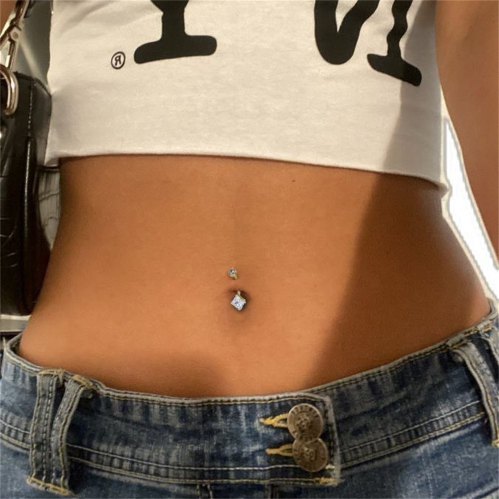 ADJBL2S10 G-23 TITANIUM INTERNAL THREAD BELLY WITH SQUARE CZ