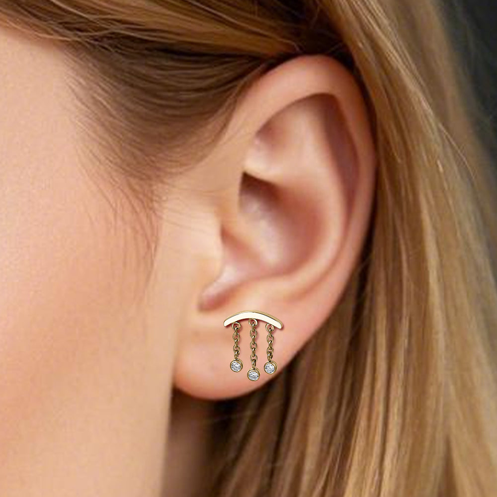 ADLBJ21 G-23 TITANIUM INTERNAL THREAD LABRET WITH CHAIN AND CZ