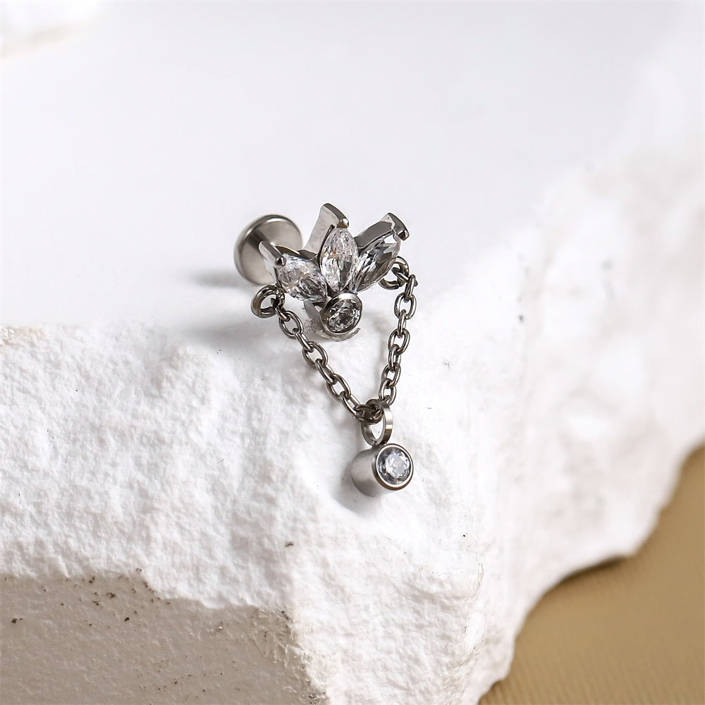 ADLBJ29 G-23 TITANIUM INTERNAL THREAD LABRET WITH CZ