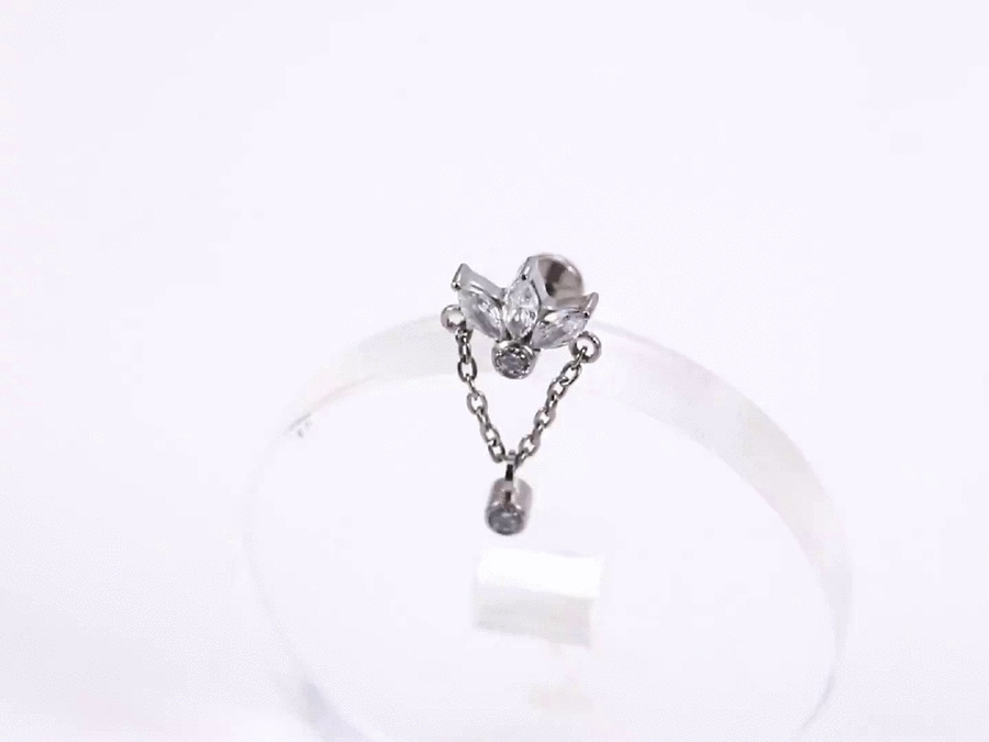 ADLBJ29 G-23 TITANIUM INTERNAL THREAD LABRET WITH CZ