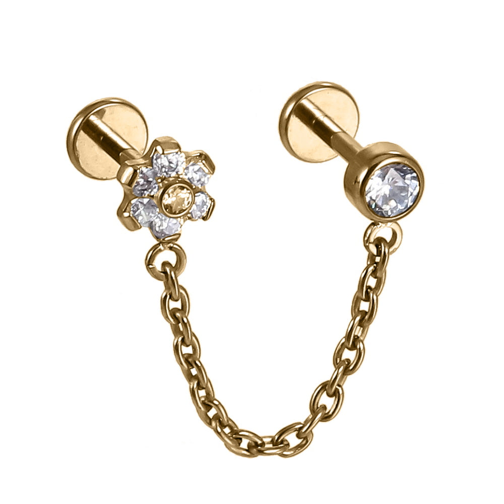 ADLBJ30 G-23 TITANIUM INTERNAL THREAD DOUBLE LABRET WITH CHAI AND CZ
