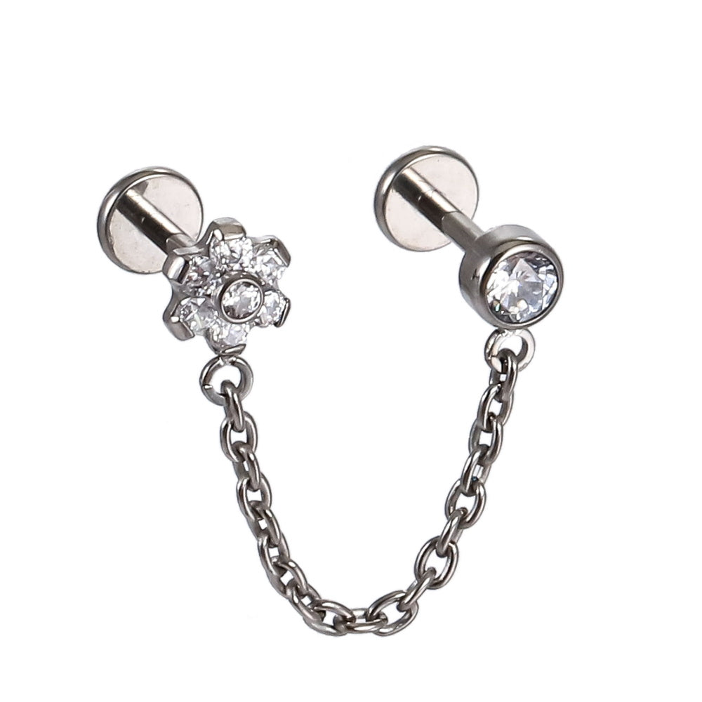 ADLBJ30 G-23 TITANIUM INTERNAL THREAD DOUBLE LABRET WITH CHAI AND CZ