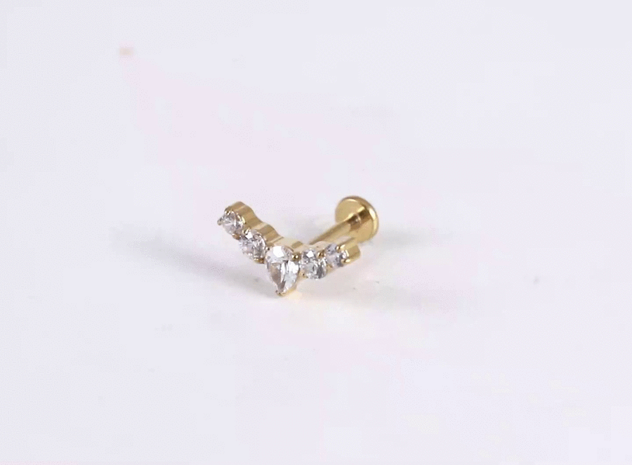 ADLBJ31 G-23 TITANIUM INTERNAL THREAD LABRET WITH CZ