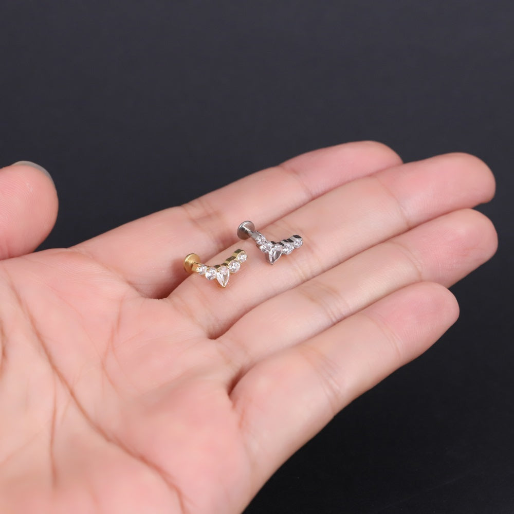 ADLBJ31 G-23 TITANIUM INTERNAL THREAD LABRET WITH CZ