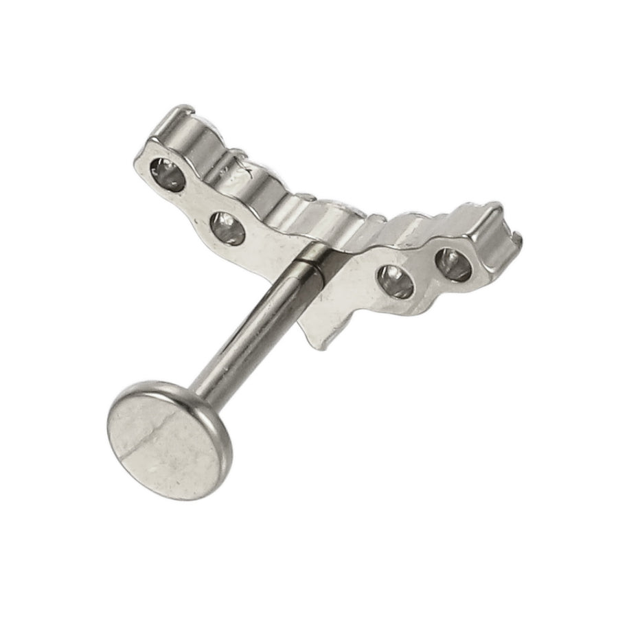 AAB Co G23 titanium internal thread labret with CZ crystal in silver finish
