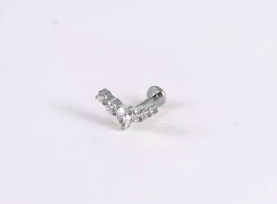 ADLBJ31 G-23 TITANIUM INTERNAL THREAD LABRET WITH CZ