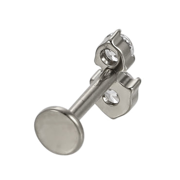 AAB Co G23 titanium internal thread labret with CZ crystal in silver finish
