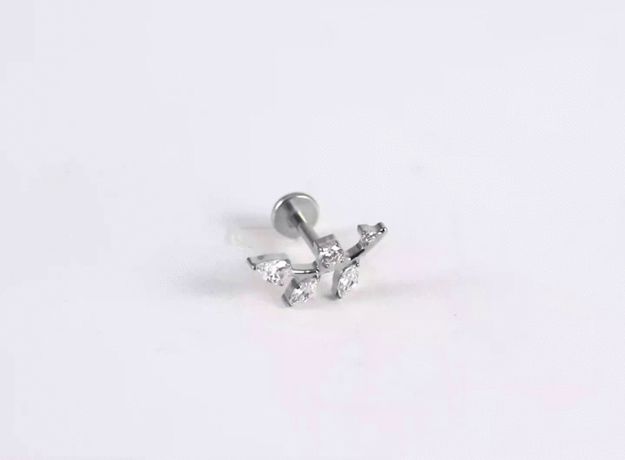 ADLBJ33 G-23 TITANIUM INTERNAL THREAD LABRET WITH LEAF DESIGN